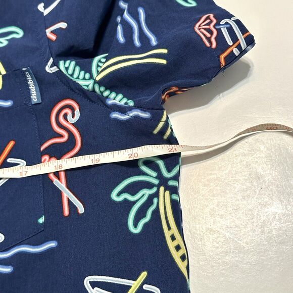 Chubbies Friday Shirt Men's Size Med Navy Neon Lights Button down Short Sleeve - Picture 3 of 7